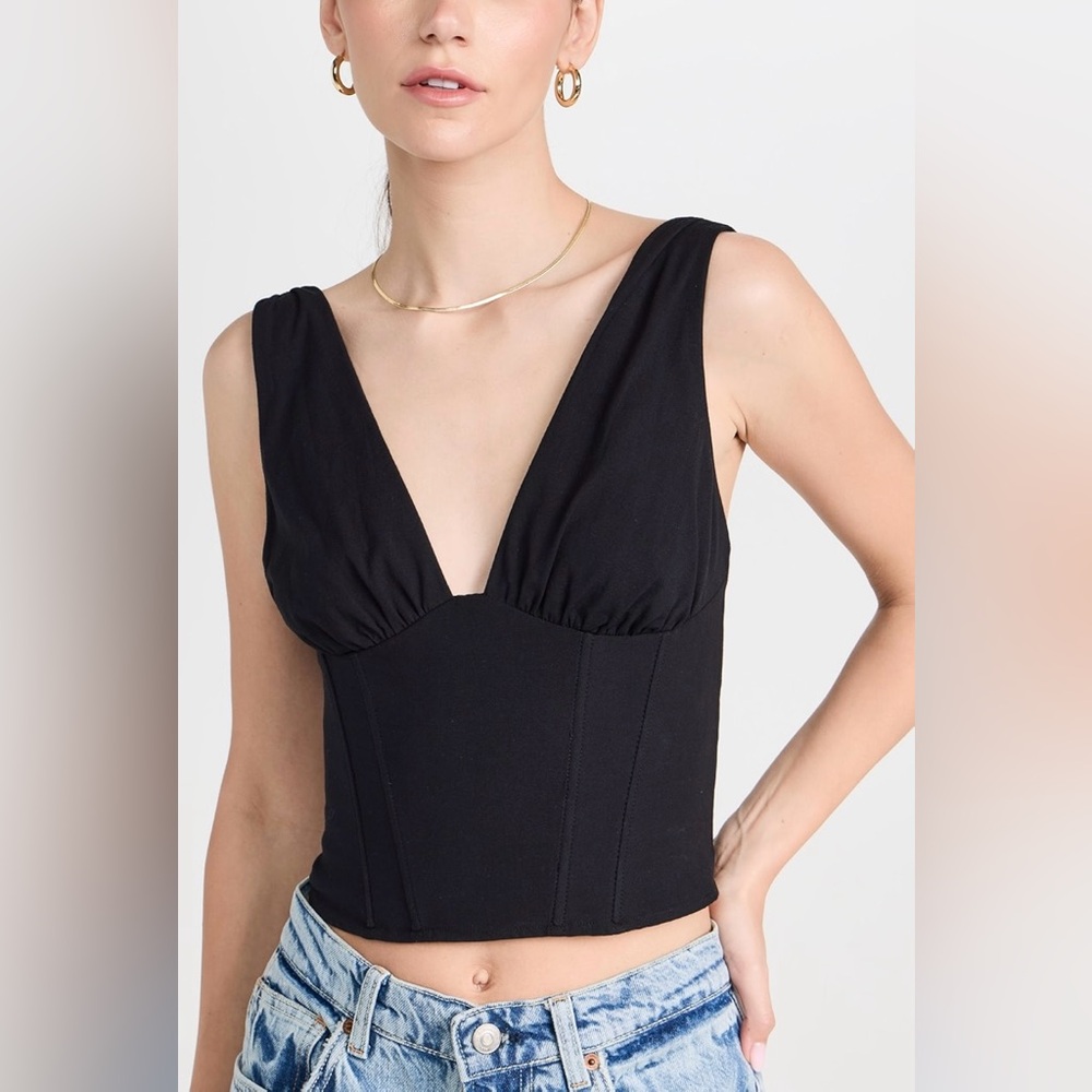 reformation rorie top in black | size 4 (small)